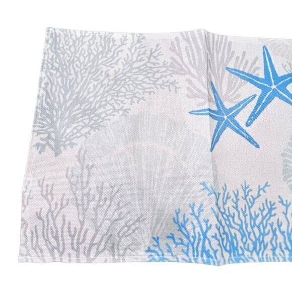 Ocean Coastal Table Placemats Set Of 4 Blue Grey Starfish Coral Beach NEW - Picture 3 of 9